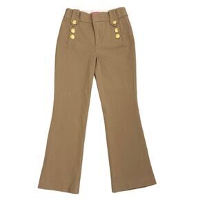Lilly Pulitzer Sailor Wide Leg Khaki Tan Gold Button Front Pants Size Women's 2